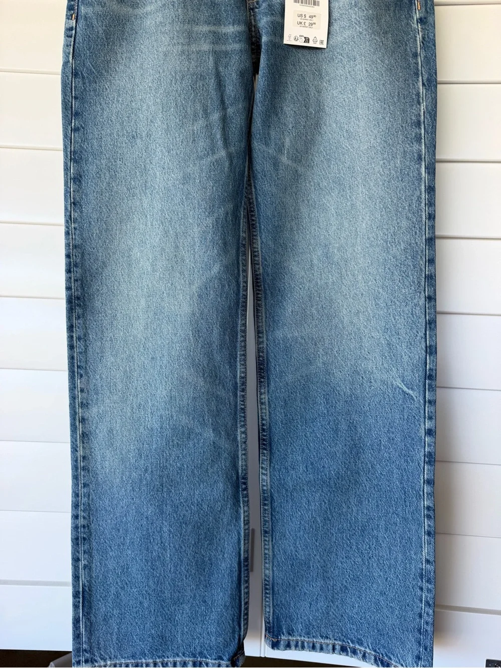 Zara Women's Straight Low-Rise Jeans - Blue Denim